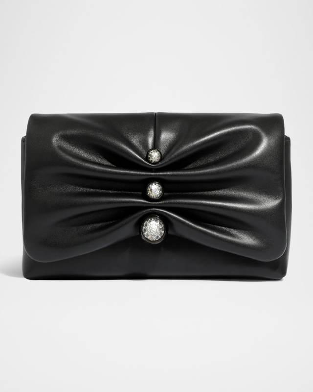 Molton Crystal Ruched Leather Crossbody Bag